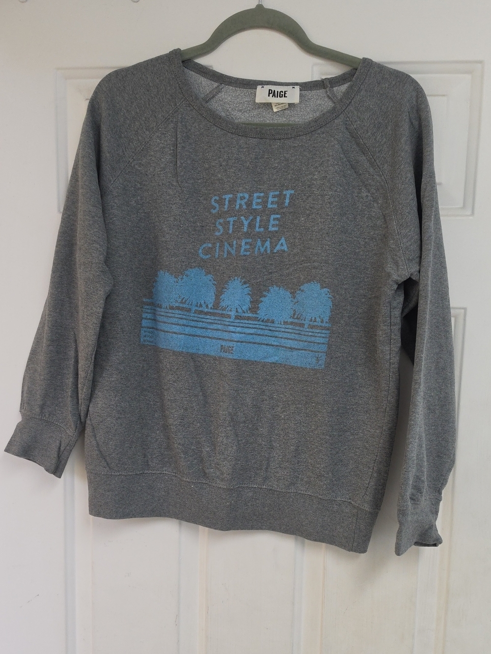 PAIGE Gray Sweatshirt with Light Blue 'Street Style Cinema' Graphic